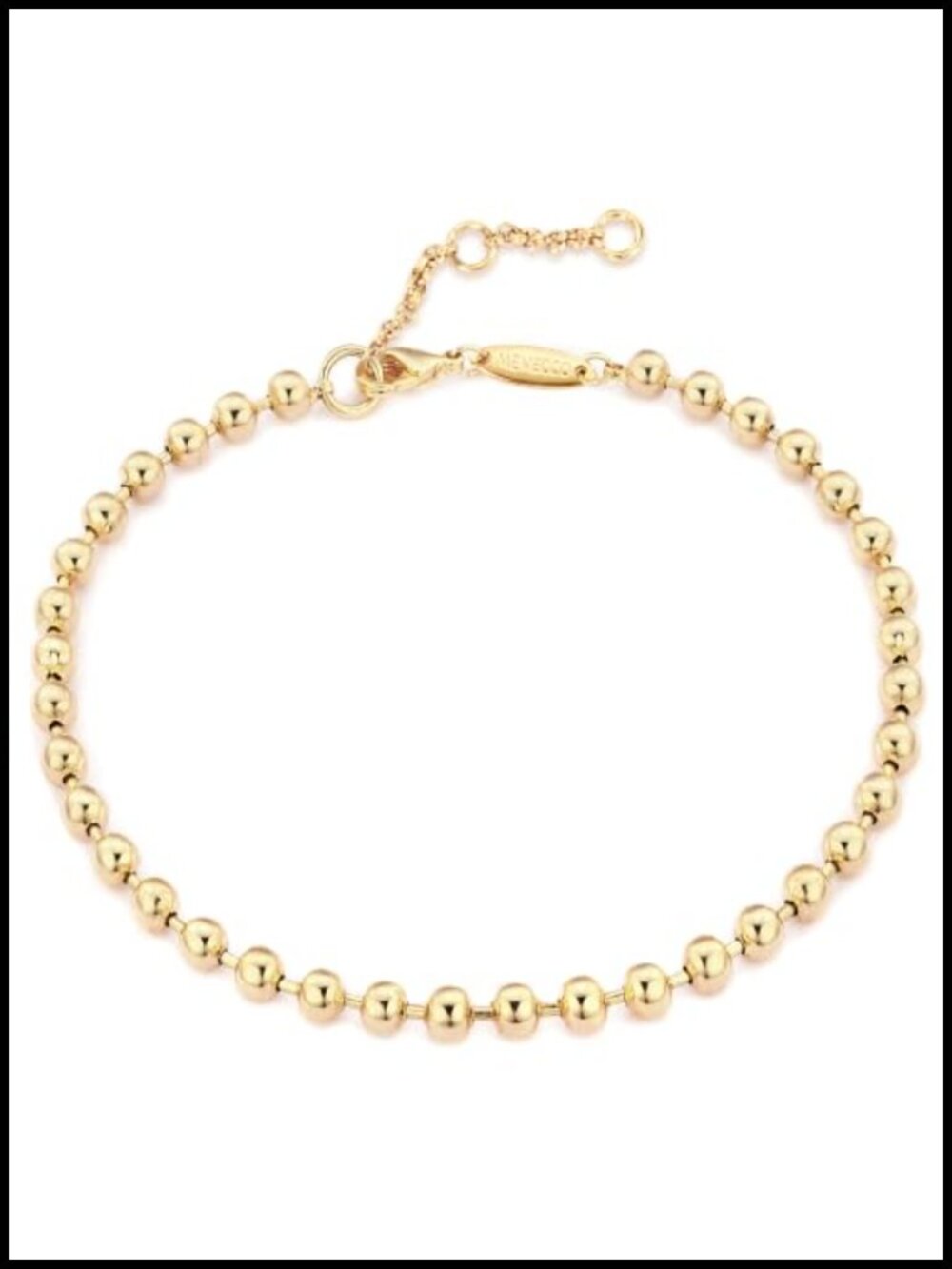 Polished Bead Bracelet for Women, 14K Gold Plated Brass, Uniform Strand,
